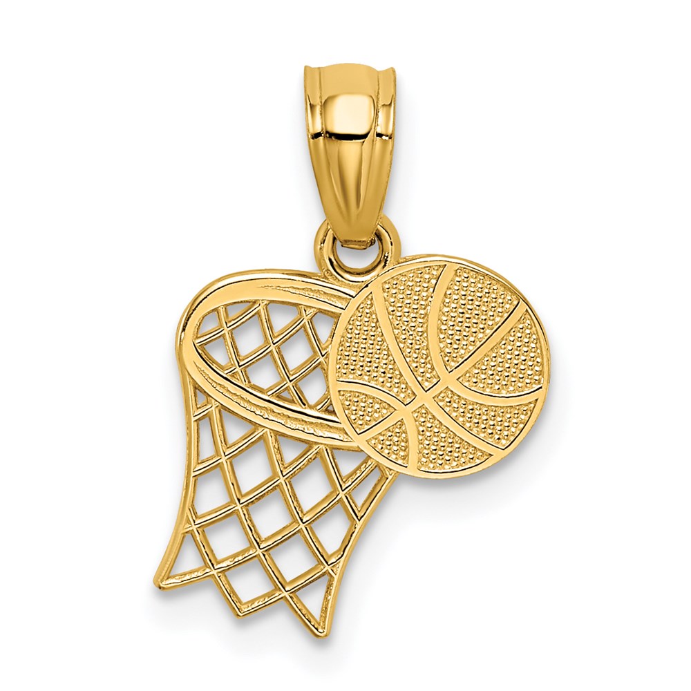 YC1059.jpg 14K Basketball and Hoop Pendant - Image 1