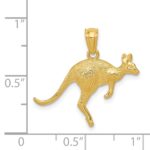 14k Yellow Gold Textured Kangaroo Pendant - Image 3