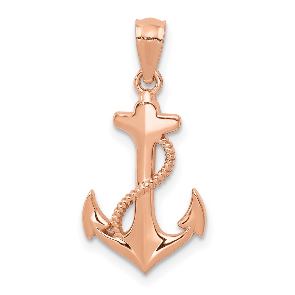 YC1113.jpg 14k Rose Gold Anchor with Rope Pendant - Image 1