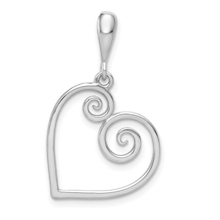 14K White Gold Swirl Heart Pendant