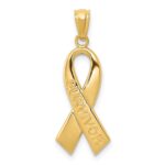 14k Polished SURVIVOR Awareness Ribbon Pendant