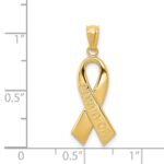 14k Polished SURVIVOR Awareness Ribbon Pendant - Image 3