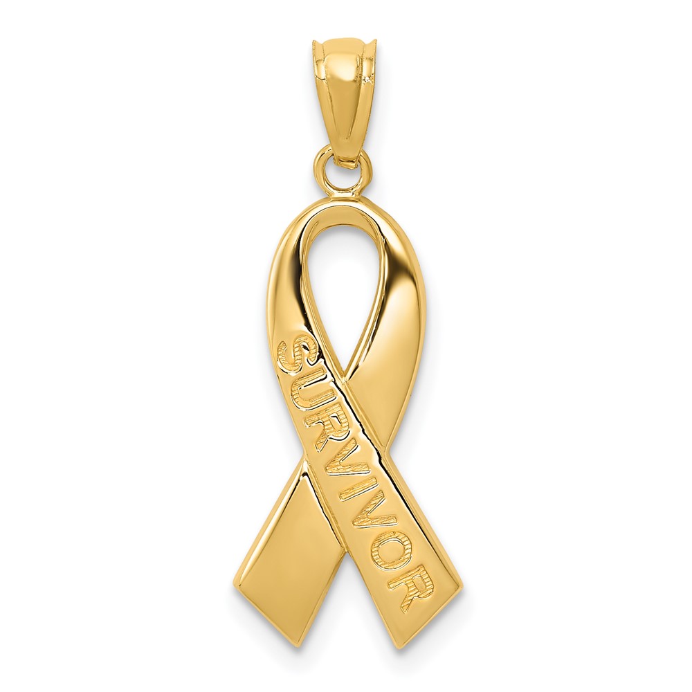 YC1233.jpg 14k Polished SURVIVOR Awareness Ribbon Pendant - Image 1