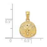 14K Gold Polished and Textured Sand Dollar Pendant - Image 3