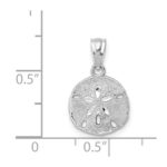 14K White Gold Polished and Textured Sand Dollar Pendant - Image 3