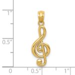 14k Gold Polished Treble Clef Pendant - Image 3