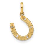 14k Childrens CZ Horseshoe Pendant - Image 4