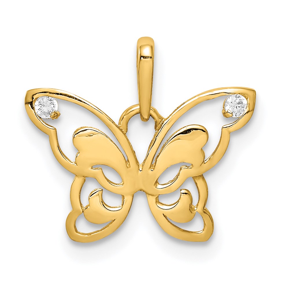 YC1304.jpg 14k Polished CZ Butterfly Pendant - Image 1