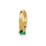 14K 3-D May Ring with Dark Green Glass Stone Charm