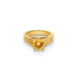 14K 3-D November Ring with Yellow CZ Charm - Image 5
