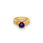 14K 3-D February Ring with Dark Purple CZ Charm - Image 5