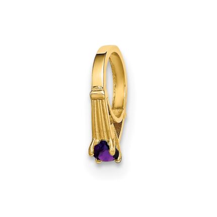 14K 3-D February Ring with Dark Purple CZ Charm