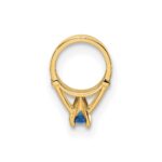 14K 3-D September Ring with Dark Blue Glass Stone Charm - Image 2
