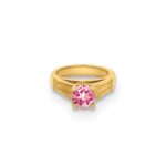 14K 3-D October Ring with Light Pink CZ Charm - Image 5