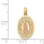 14K Two-tone Our Lady of Guadalupe Oval Pendant - Image 3