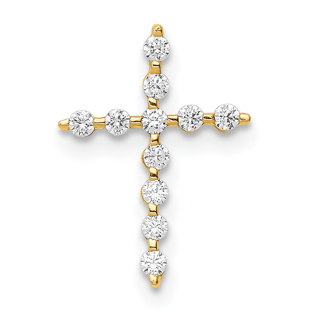 YC1403.jpg 14K CZ Cross Pendant Chain Slide - Image 1