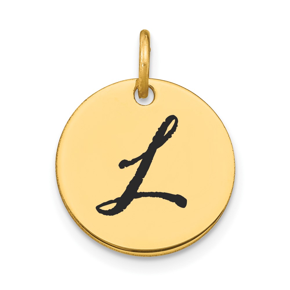 YC1436L.jpg 14k Polished Black Enamel Letter L Initial Disk Charm - Image 1