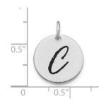 14kw Polished Black Enamel Letter C Initial Disk Charm - Image 2