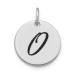14kw Polished Black Enamel Letter O Initial Disk Charm