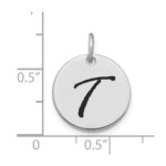 14kw Polished Black Enamel Letter T Initial Disk Charm - Image 2