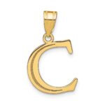 14k Polished Etched Letter C Initial Pendant
