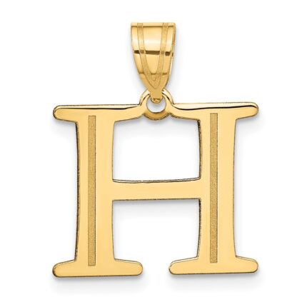 14k Polished Etched Letter H Initial Pendant