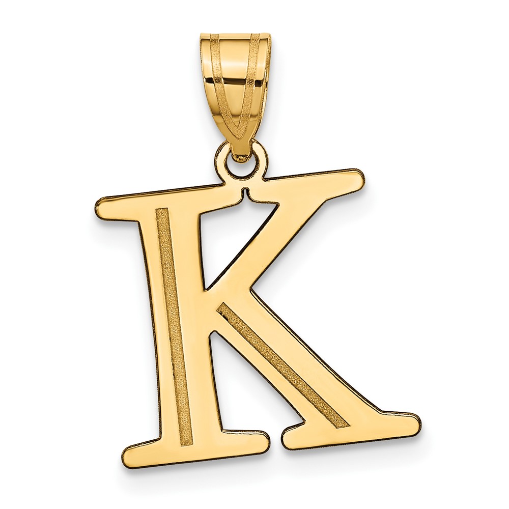 YC1437K.jpg 14k Polished Etched Letter K Initial Pendant - Image 1