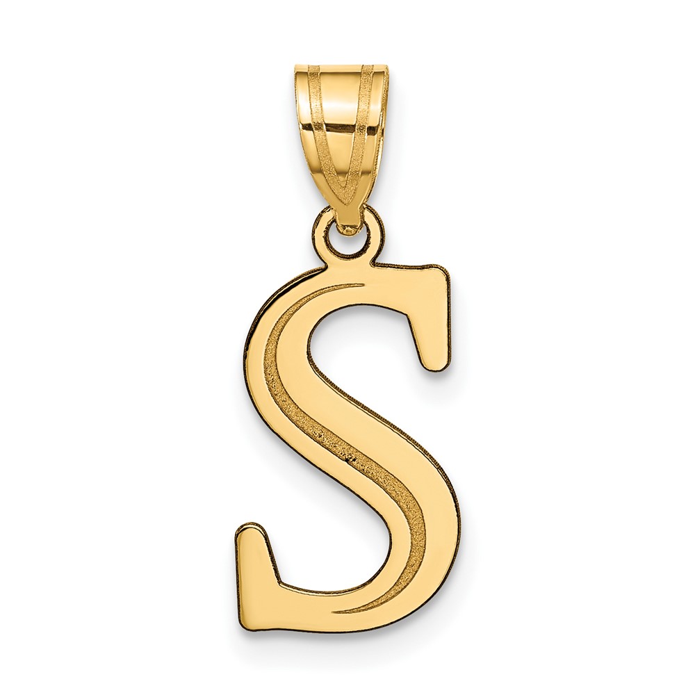 YC1437S.jpg 14k Polished Etched Letter S Initial Pendant - Image 1