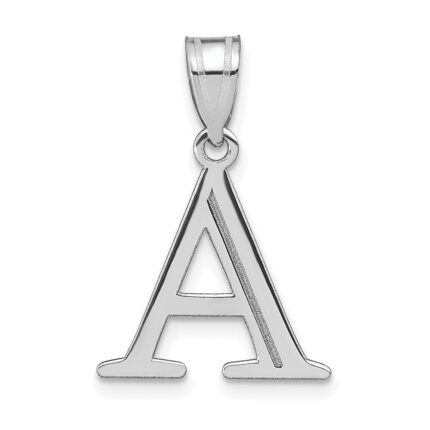 14kw Polished Etched Letter A Initial Pendant