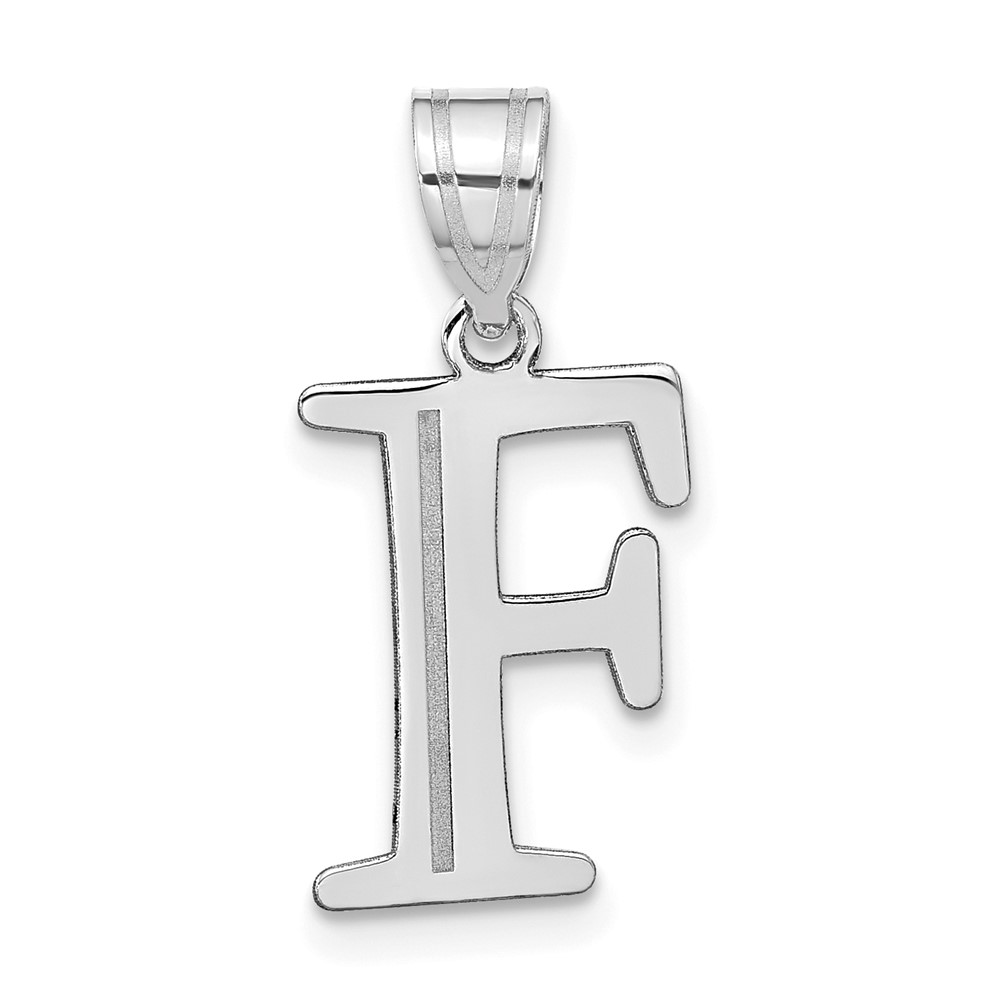 YC1437WF.jpg 14kw Polished Etched Letter F Initial Pendant - Image 1