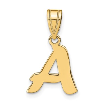 14k Polished Script Letter A Initial Pendant
