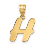 14k Polished Script Letter H Initial Pendant