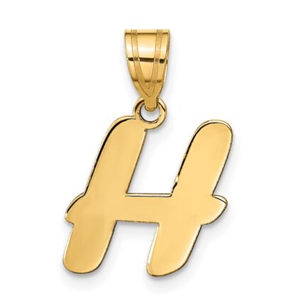 14k Polished Script Letter H Initial Pendant