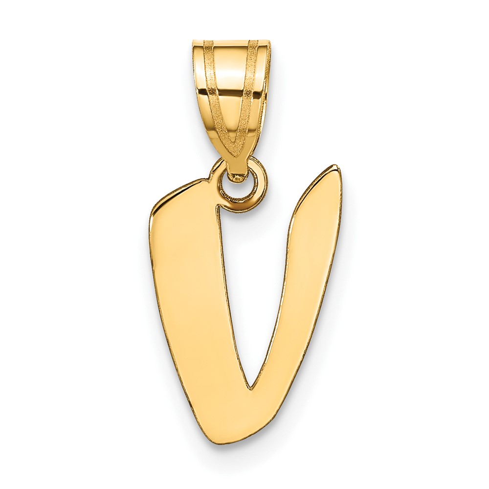 YC1438V.jpg 14k Polished Script Letter V Initial Pendant - Image 1
