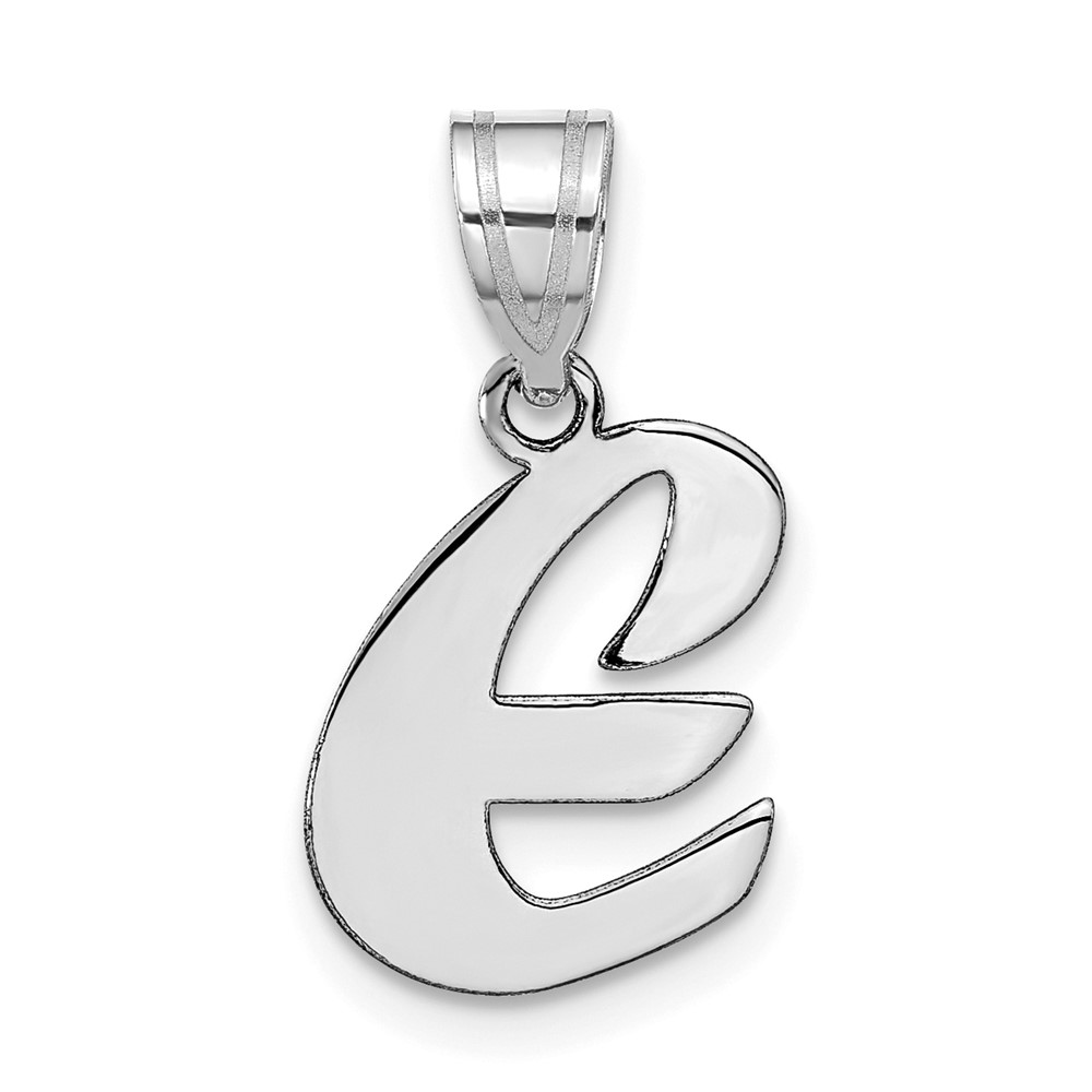 YC1438WE.jpg 14kw Polished Script Letter E Initial Pendant - Image 1