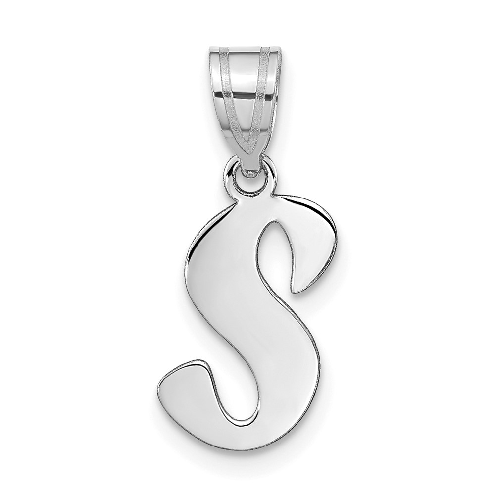 YC1438WS.jpg 14kw Polished Script Letter S Initial Pendant - Image 1