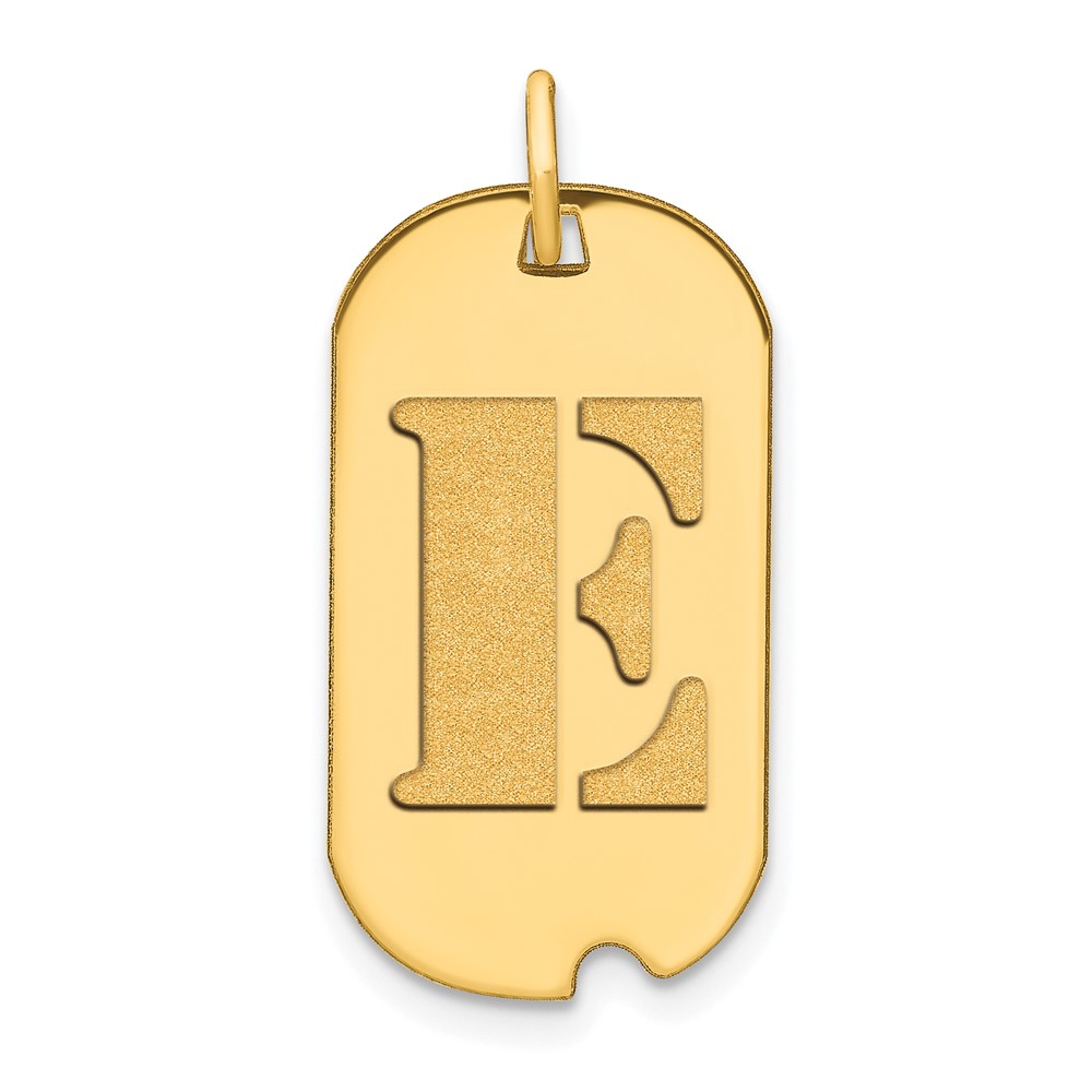 YC1439E.jpg 14k Polished Letter E Initial Dog Tag Pendant - Image 1