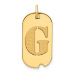 14k Polished Letter G Initial Dog Tag Pendant