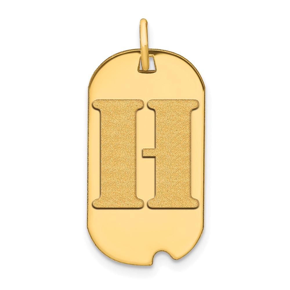 YC1439H.jpg 14k Polished Letter H Initial Dog Tag Pendant - Image 1