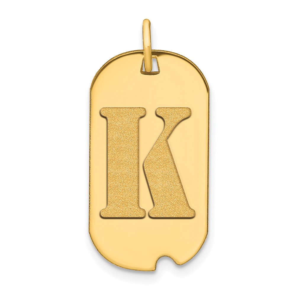 YC1439K.jpg 14k Polished Letter K Initial Dog Tag Pendant - Image 1