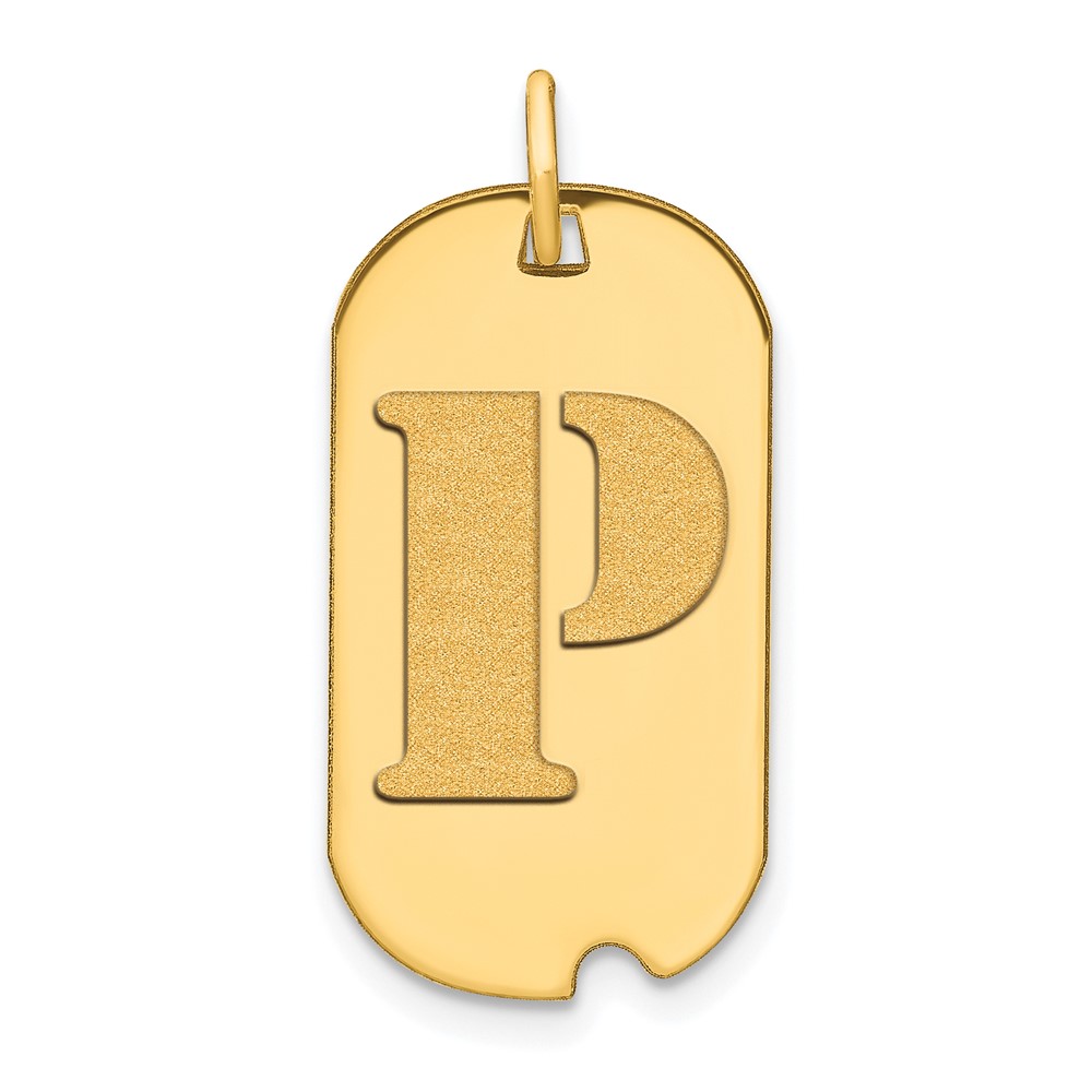 YC1439P.jpg 14k Polished Letter P Initial Dog Tag Pendant - Image 1