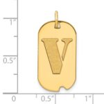 14k Polished Letter V Initial Dog Tag Pendant - Image 2