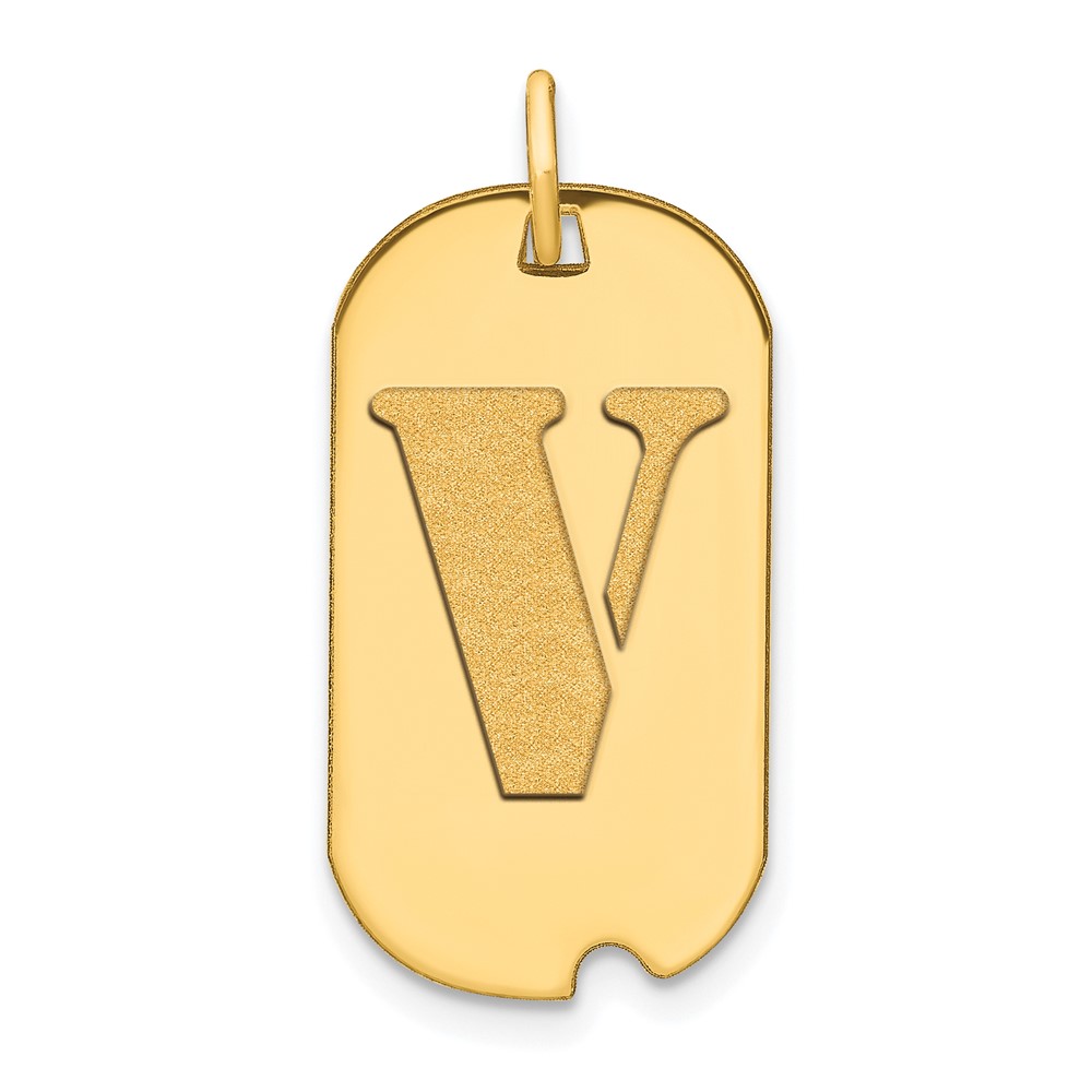 YC1439V.jpg 14k Polished Letter V Initial Dog Tag Pendant - Image 1