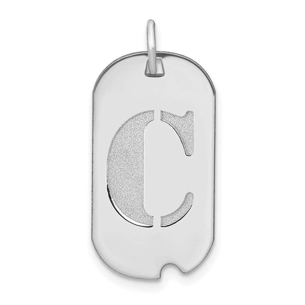 YC1439WC.jpg 14kw Polished Letter C Initial Dog Tag Pendant - Image 1