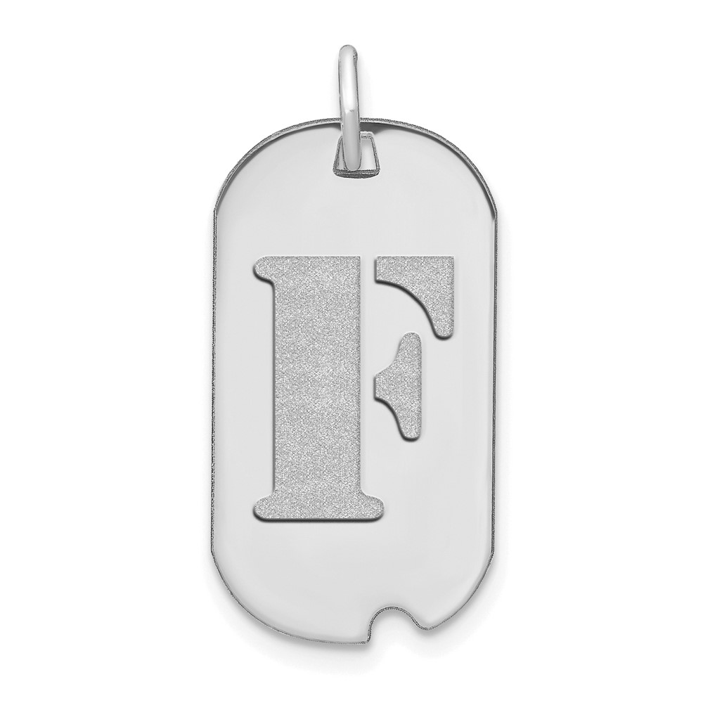 YC1439WF.jpg 14kw Polished Letter F Initial Dog Tag Pendant - Image 1