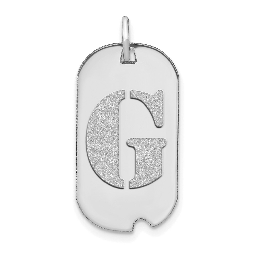 YC1439WG.jpg 14kw Polished Letter G Initial Dog Tag Pendant - Image 1