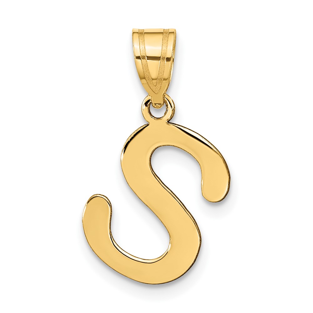 YC1441S.jpg 14k Polished Bubble Letter S Initial Pendant - Image 1