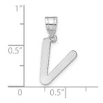 14kw Polished Bubble Letter V Initial Pendant - Image 4