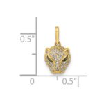 14K Polished Green and White CZ Lioness Head Pendant - Image 3