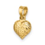 14k Polished Diamond-cut Small Puffed Heart Pendant - Image 5